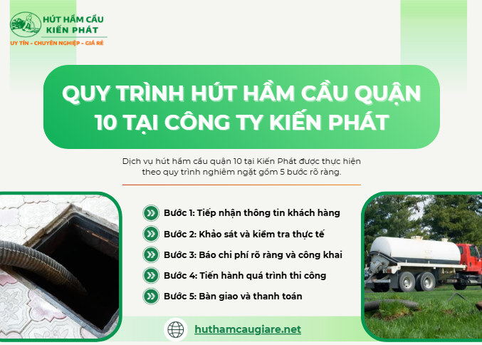 Quy trình hút hầm cầu quận 10 nghiêm ngặt tại công ty Kiến Phát