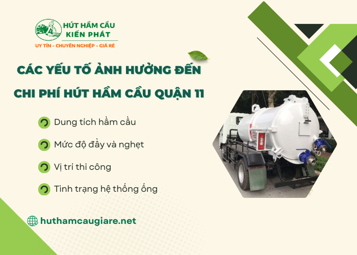 Những yếu tố ảnh hưởng đến chi phí hút hầm cầu Quận 11