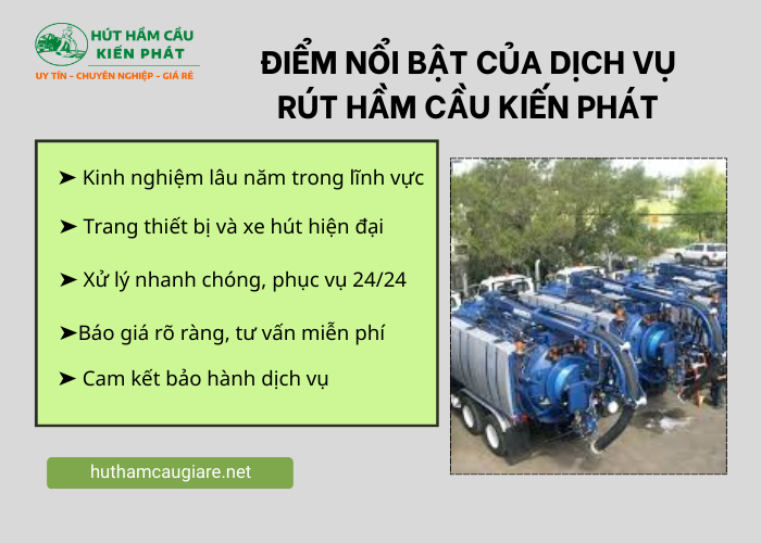 Những điểm nổi bật của dịch vụ rút hầm cầu Quận Bình Tân Kiến Phát 